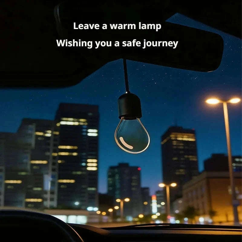 Elegant Bulb Light Car Pendant Mirror Hanging Soft Glow LED Ambient Light Decoration-Option A