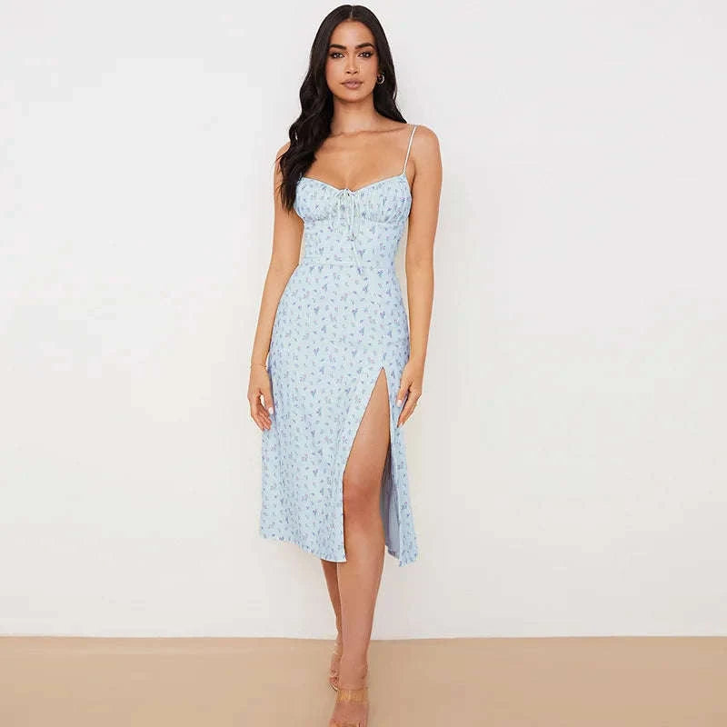 Elegant Floral Bodycon Long Dress for Summer-752-Dark Yellow / XL