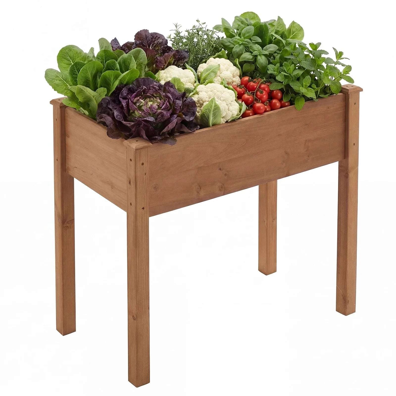 Elevated Wooden Planter Box with Legs for Patio, Balcony Garden-Brown / United States