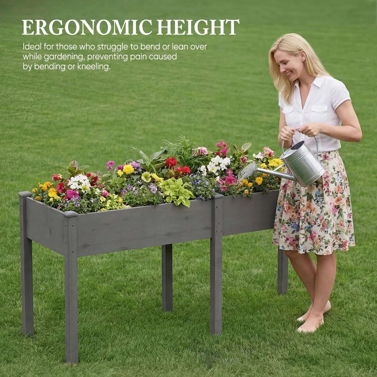 Elevated Wooden Planter Box with Legs for Patio, Balcony & Garden-Brown / United States