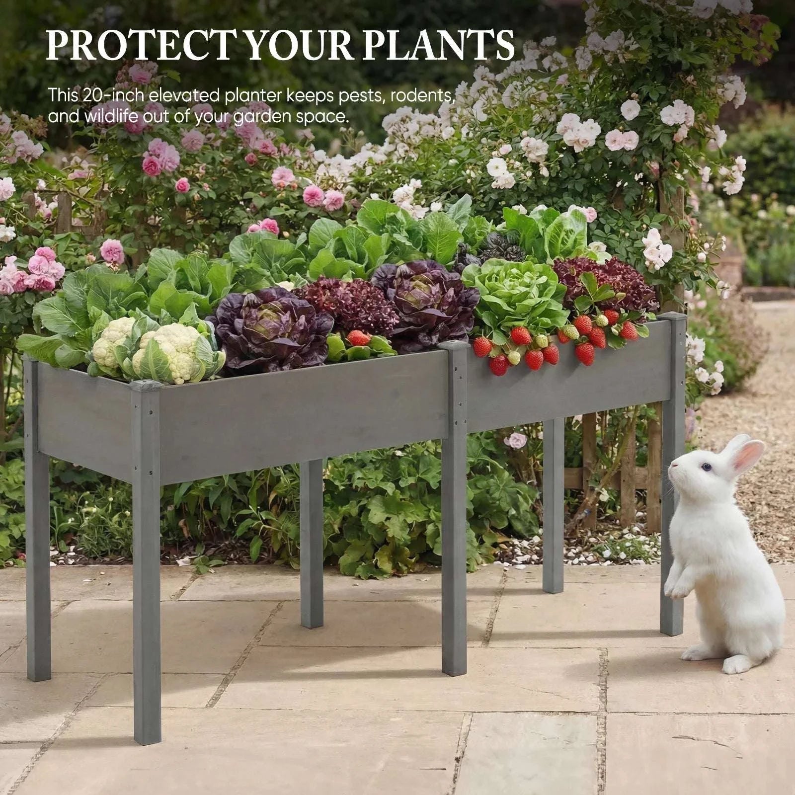 Elevated Wooden Planter Box with Legs for Patio, Balcony & Garden-Brown / United States