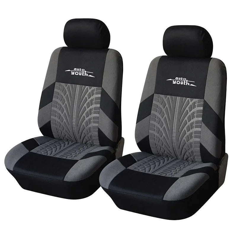 Embossed Tire Track Car Seat Covers by AUTOYOUTH-black 2 pieces