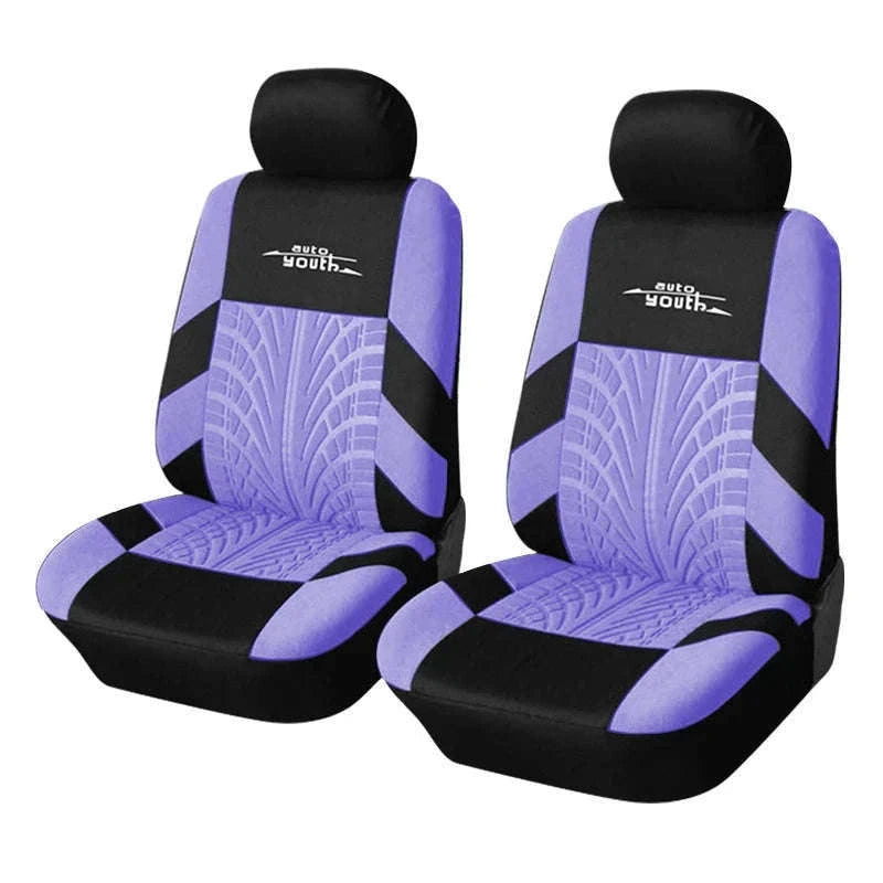 Embossed Tire Track Car Seat Covers with Full Interior Protection-gray 2 pieces
