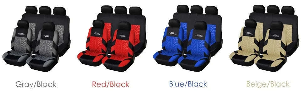 Embossed Tire Track Car Seat Covers with Full Interior Protection-gray 2 pieces