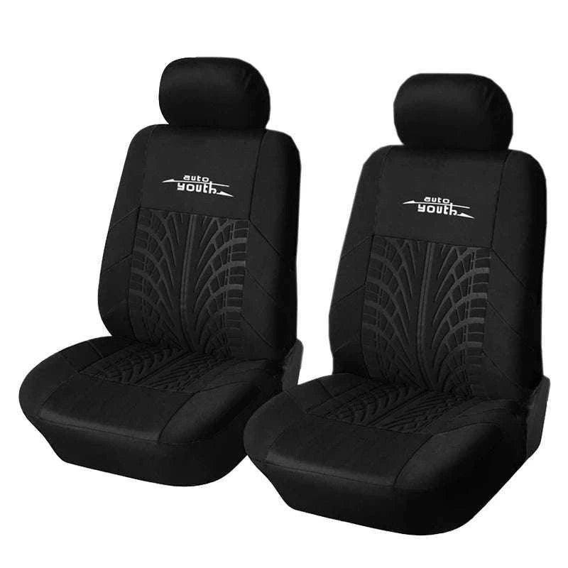 Embossed Tire Track Car Seat Covers with Full Interior Protection-gray 2 pieces