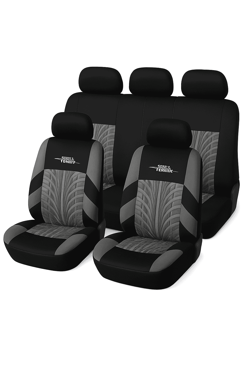 Embossed Tire Track Car Seat Covers with Full Interior Protection-gray 2 pieces