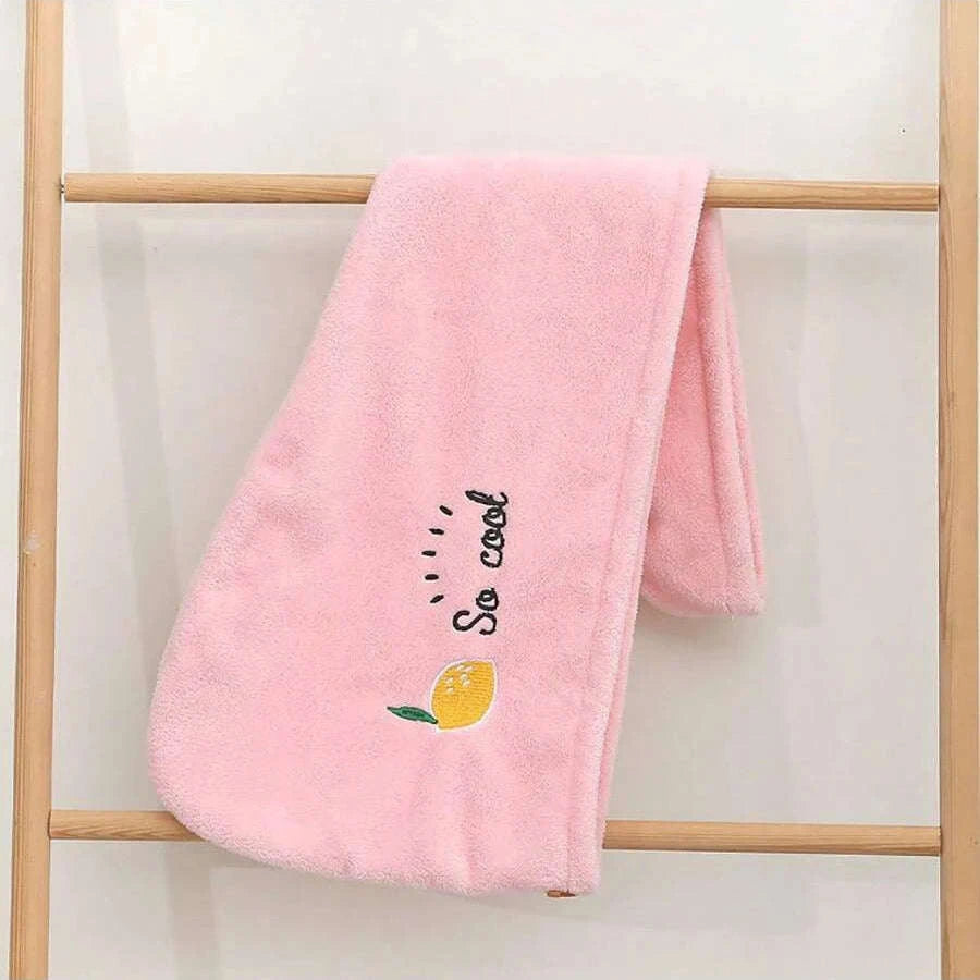 Embroidery Coral Fleece Hair Drying Cap-DEEP BLUE