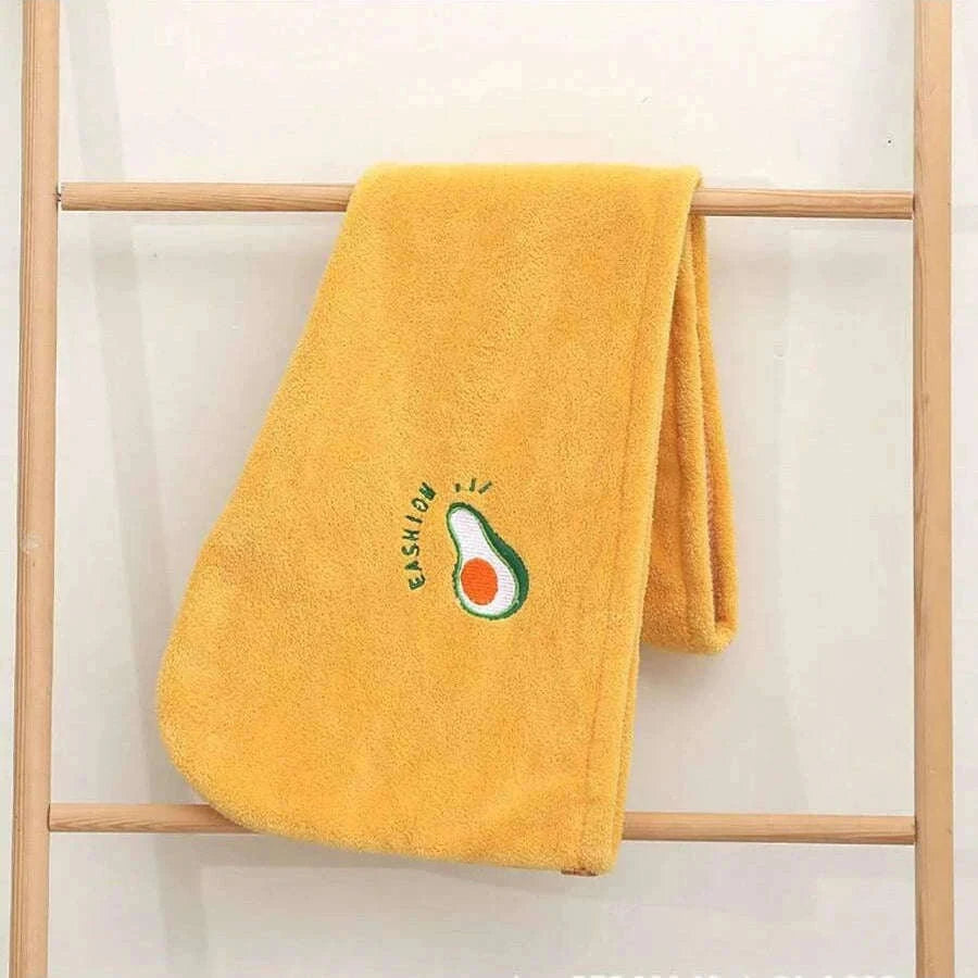Embroidery Coral Fleece Hair Drying Cap for Faster Drying-DEEP BLUE