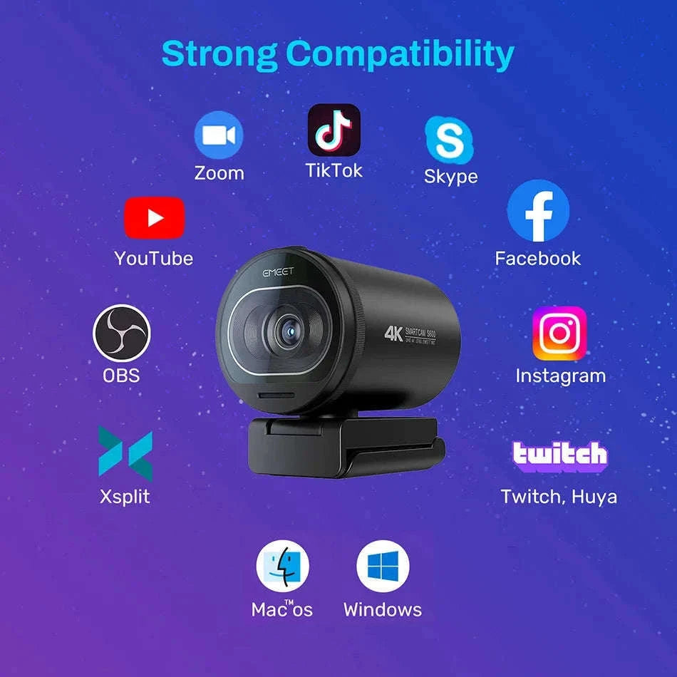 EMEET S600 4K Streaming Webcam with Autofocus and Dual Mics-Webcam 4K