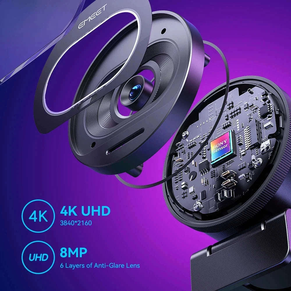 EMEET S600 4K Streaming Webcam with Autofocus and Dual Mics-Webcam 4K