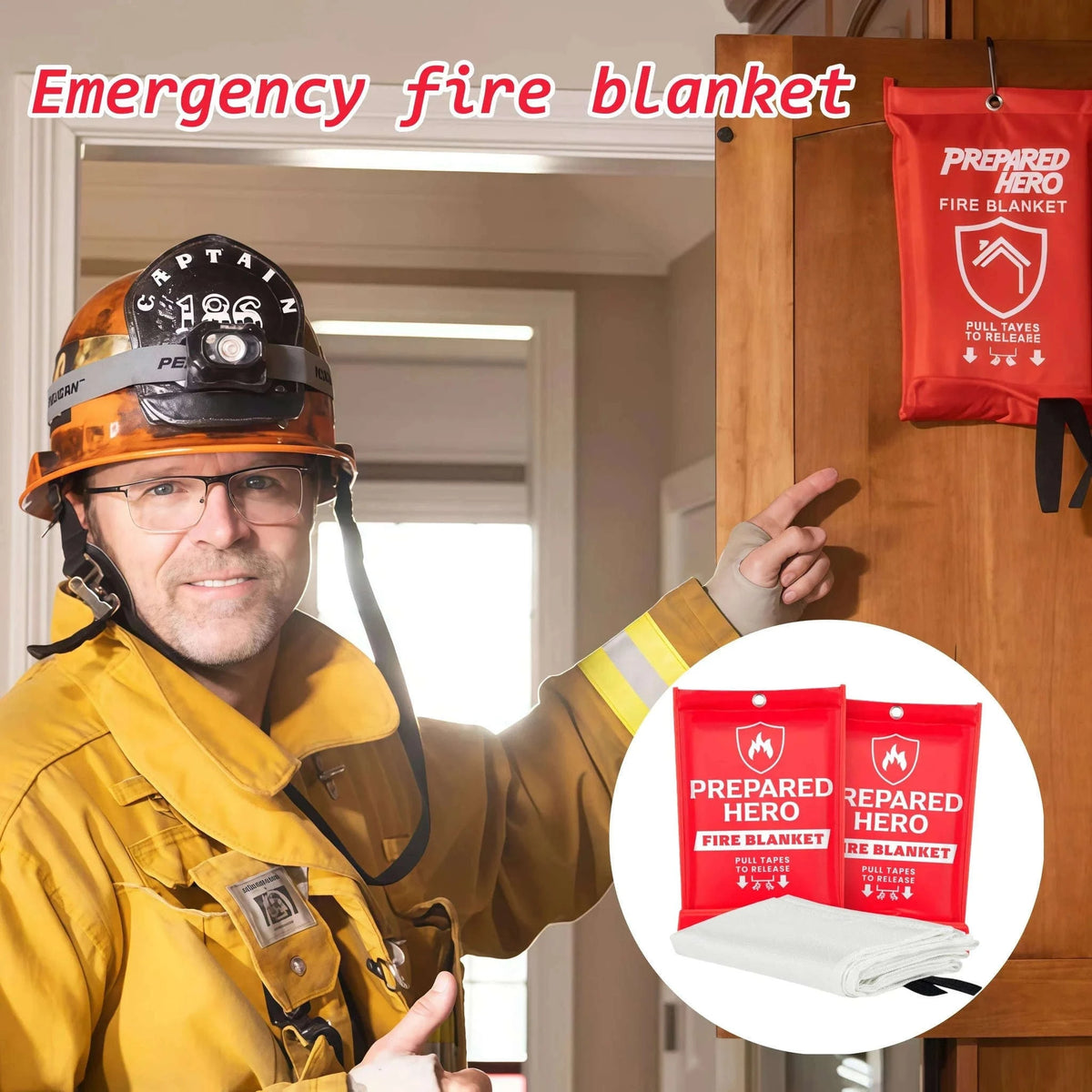 Emergency Fire Blanket 1m x 1m Fire Suppression Cover-100cmX100cm