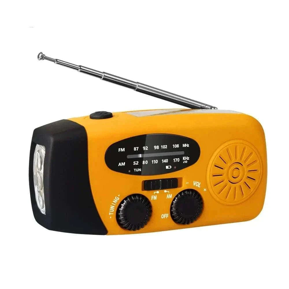 Emergency Hand Crank Radio with Solar Power and LED Light-red