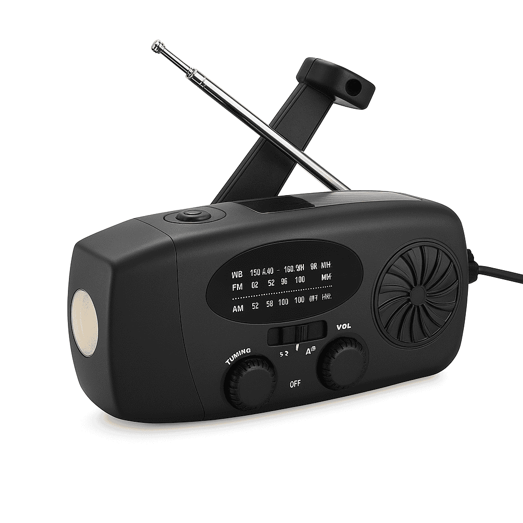 Emergency Hand Crank Radio with Solar Power and LED Light-red