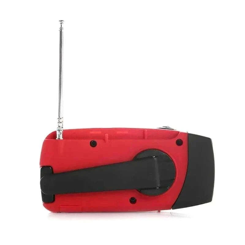 Emergency Hand Crank Radio with Solar Power and LED Light-red