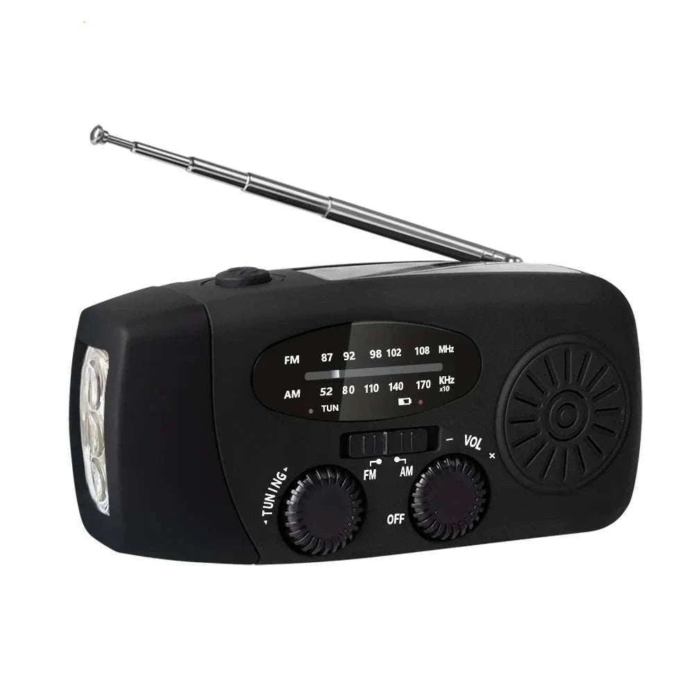 Emergency Hand Crank Radio with Solar Power and LED Light-red