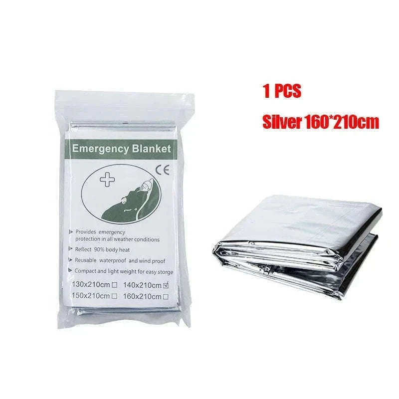 Emergency Thermal Poncho Blanket for Cold Weather Readiness-Silver Gold C