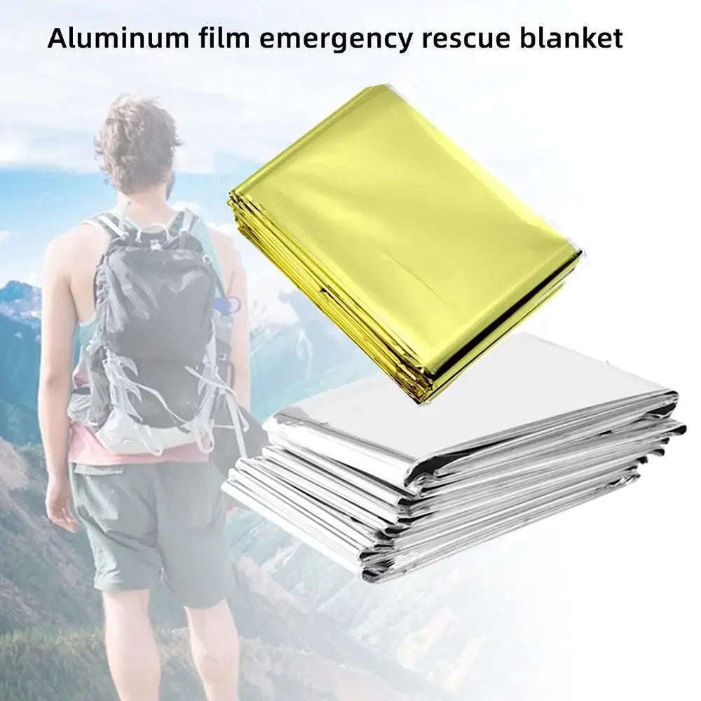 Emergency Thermal Poncho Blanket for Cold Weather Readiness-Silver Gold C