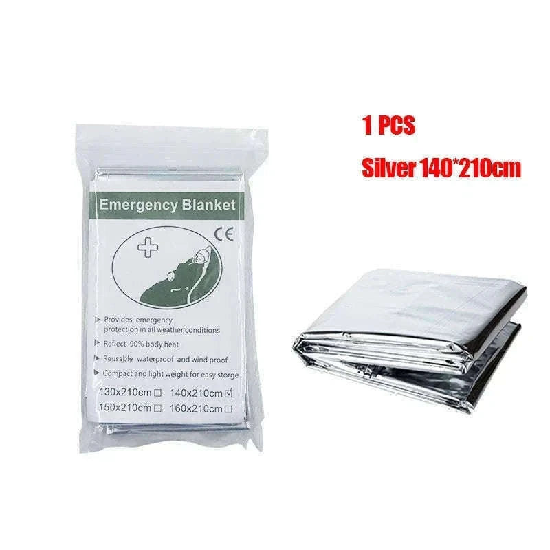 Emergency Thermal Poncho Blanket for Cold Weather Readiness-Silver Gold C