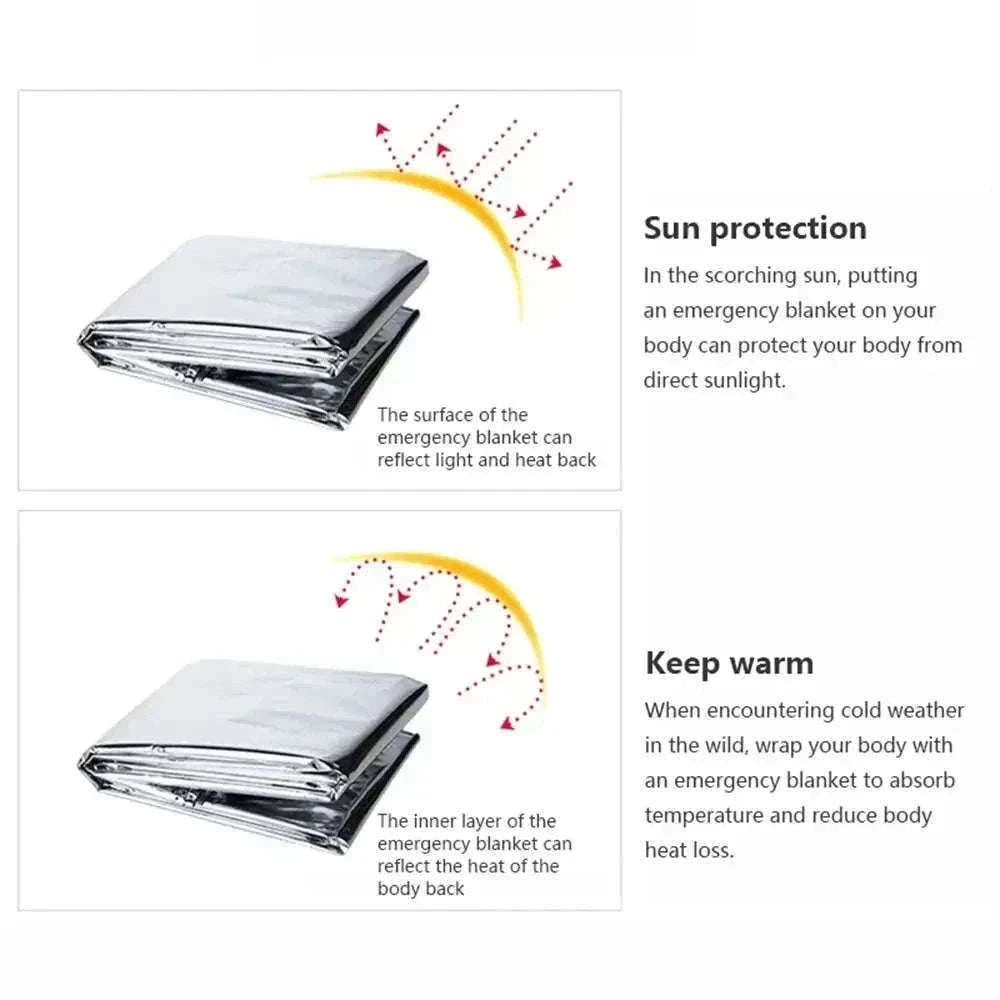 Emergency Thermal Poncho Blanket for Cold Weather Readiness-Silver Gold C