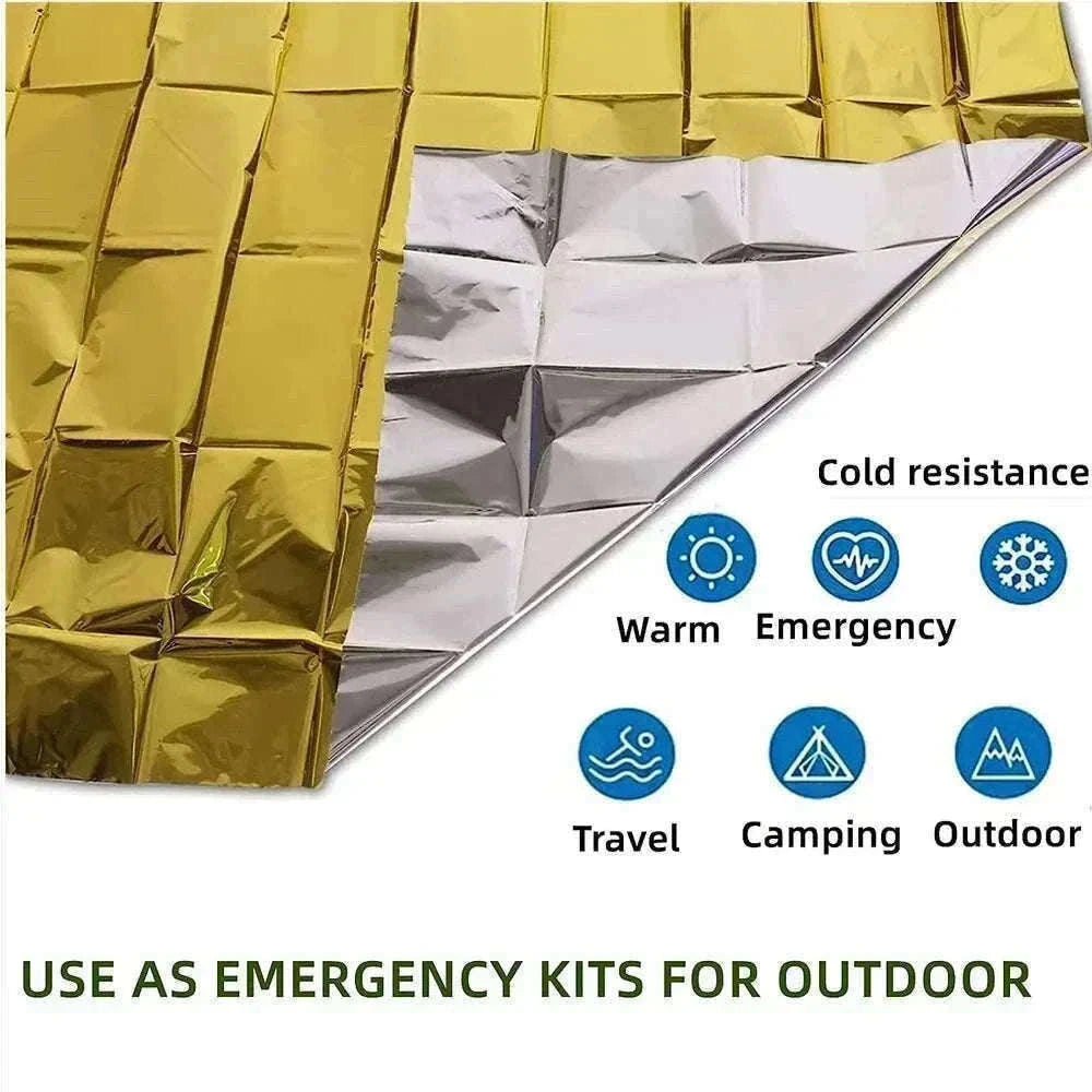 Emergency Thermal Poncho Blanket for Cold Weather Readiness-Silver Gold C