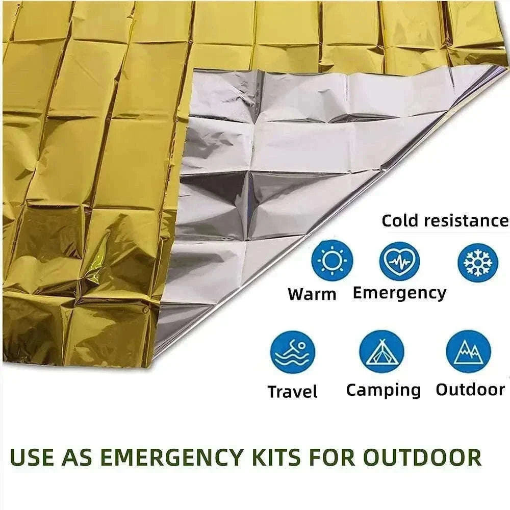 Emergency Thermal Poncho Blanket for Cold Weather Readiness-Silver Gold C