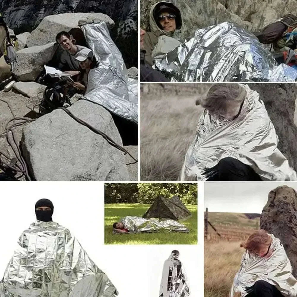 Emergency Thermal Poncho Blanket-Silver Gold C