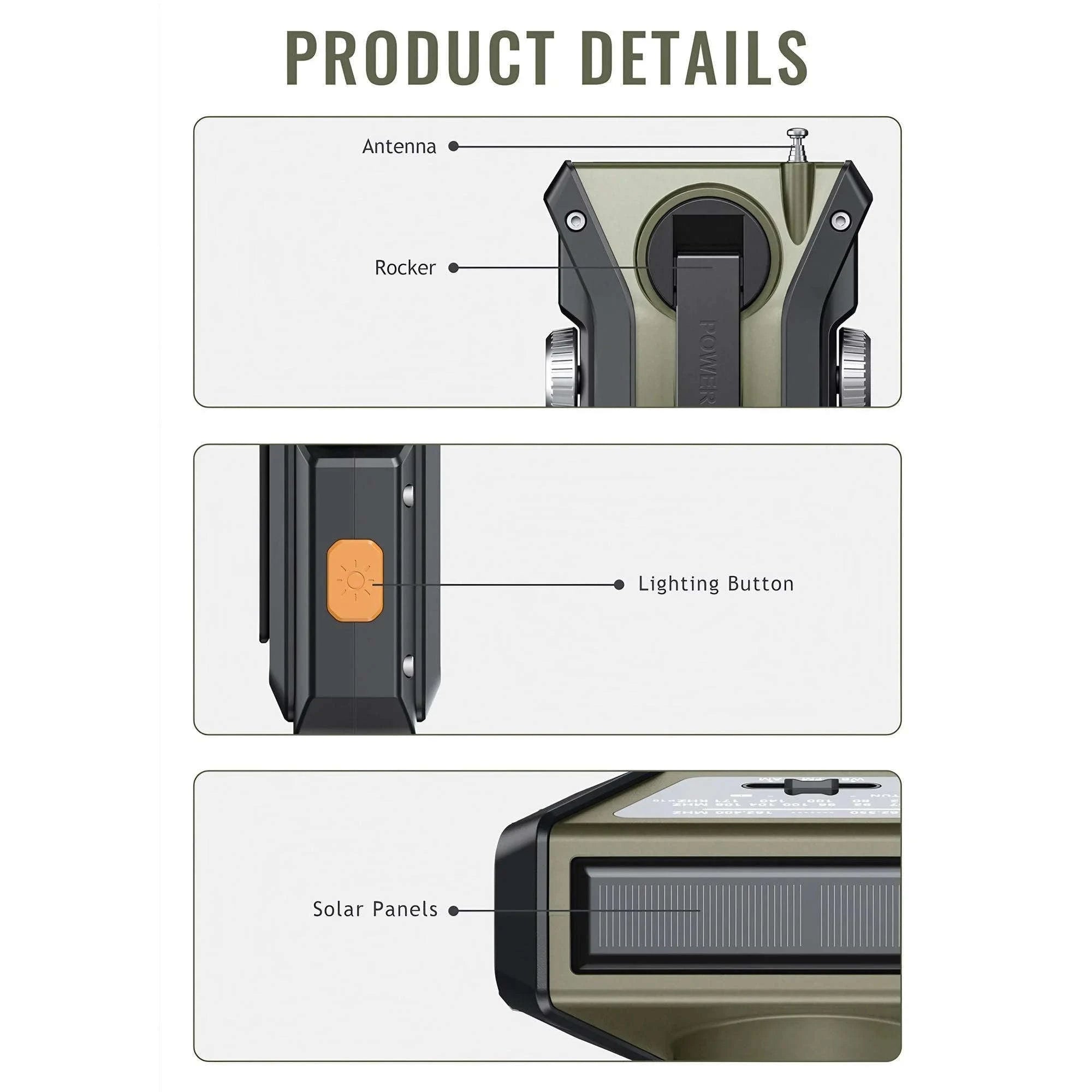 Emergency Weather Radio Multifunctional Hand Crank Solar Power Bank-Style D Orange