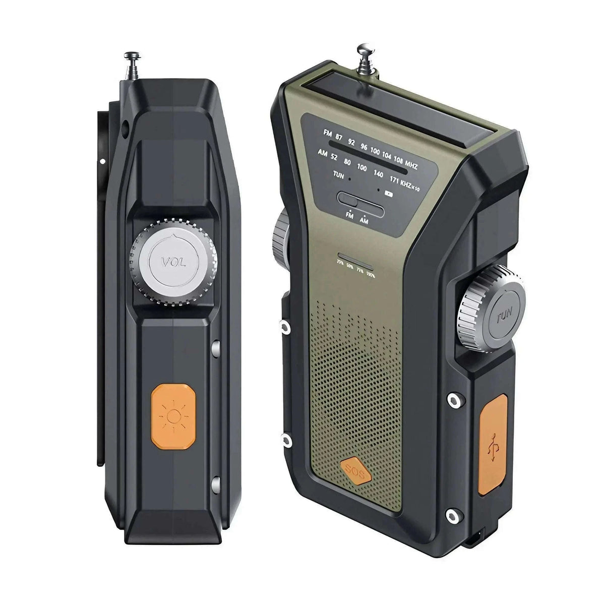 Emergency Weather Radio with Hand Crank and Solar Charging-Style D Orange