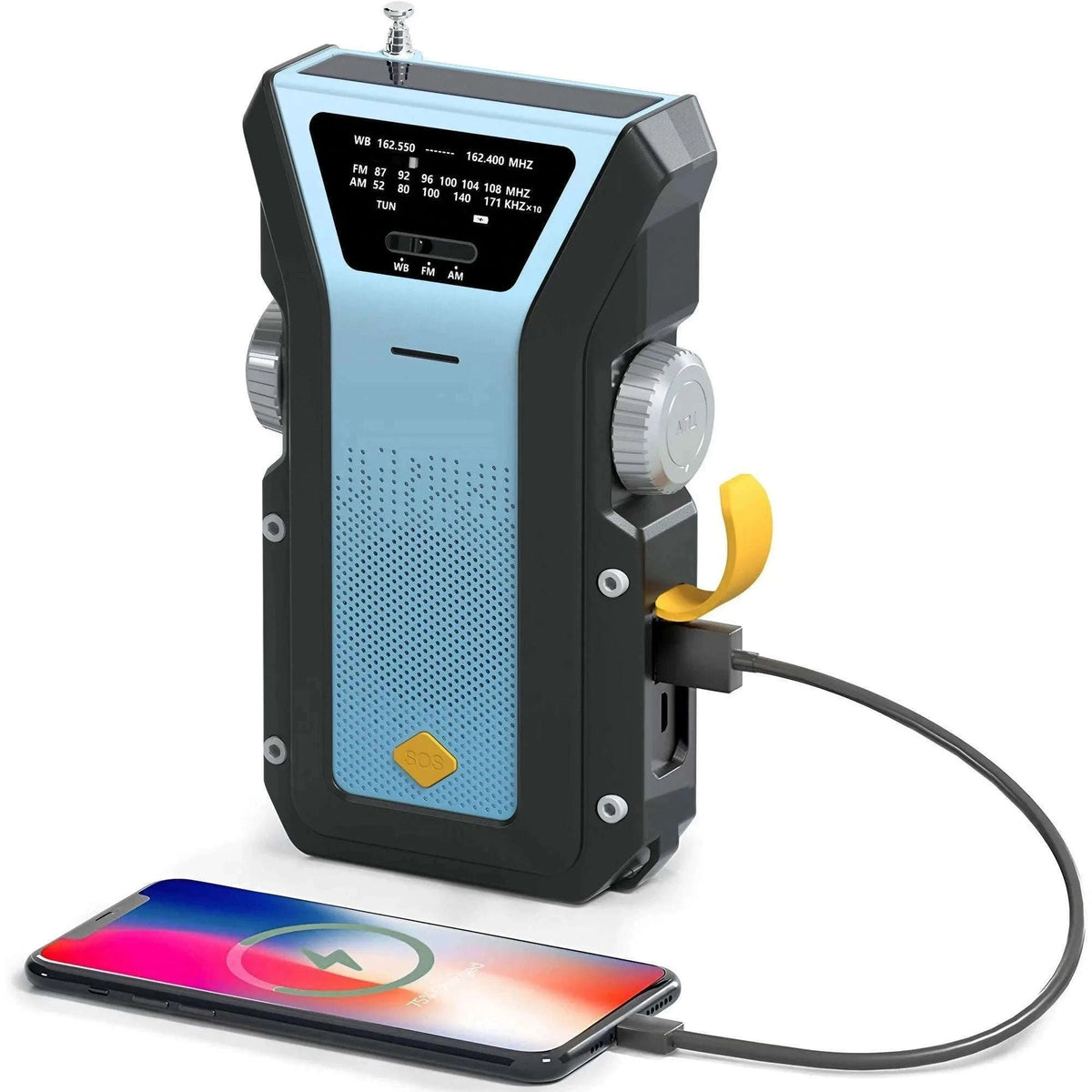 Emergency Weather Radio with Hand Crank and Solar Charging-Style D Orange