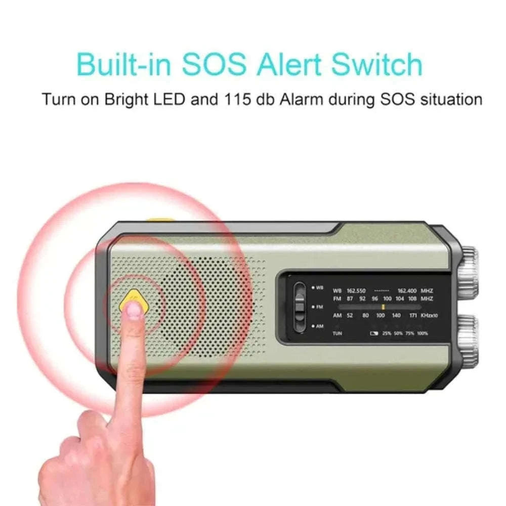Emergency Weather Radio with Hand Crank and Solar Charging-Style D Orange