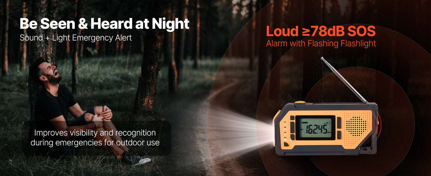 Emergency Weather Radio with NOAA Alert, Hand Crank & Solar Power-Dual Knob / United States