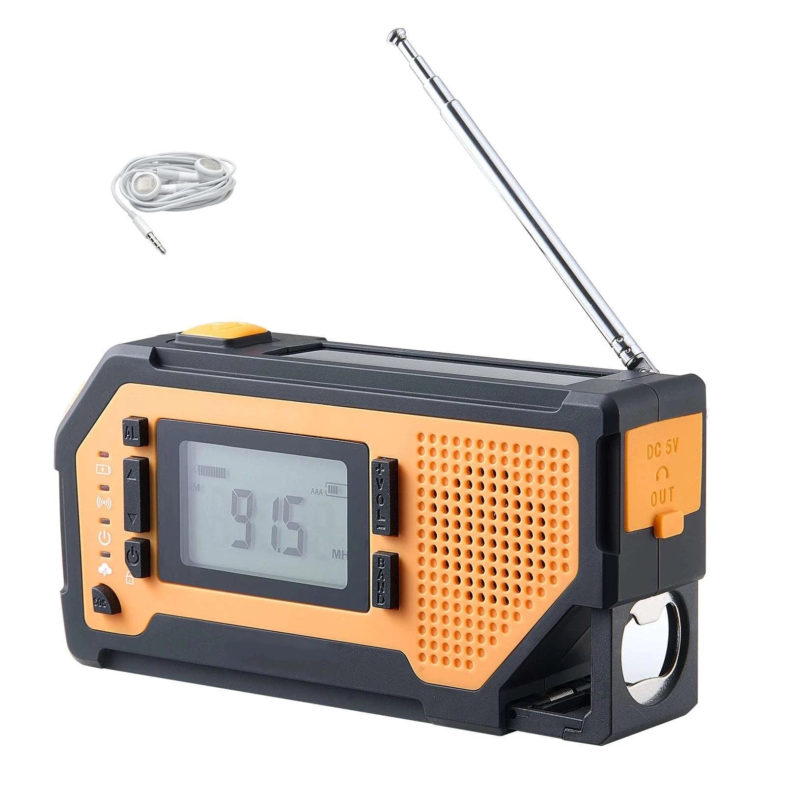 Emergency Weather Radio with NOAA Alert, Hand Crank & Solar Power-Dual Knob / United States