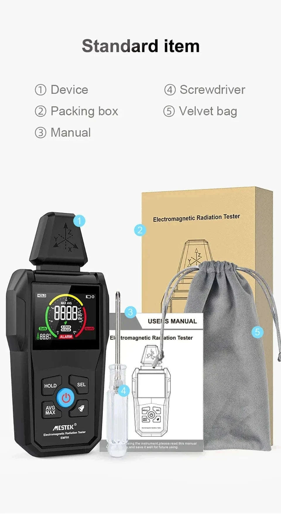 EMF Detector with Precise Readings and Clear Visual Alerts-EMF01