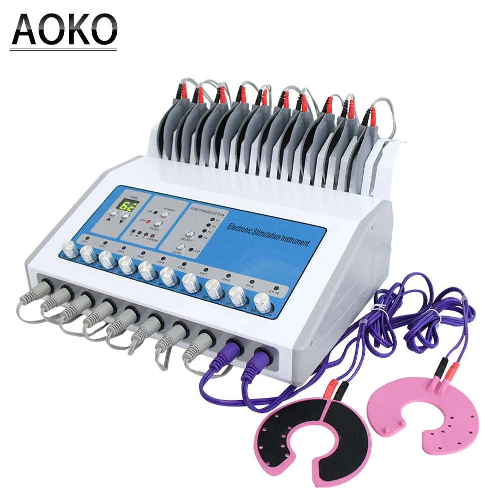 EMS Muscle Stimulator Machine with 10 Channels-Silver / United States