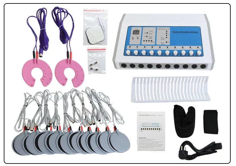 EMS Muscle Stimulator Machine with 10 Channels-Silver / United States