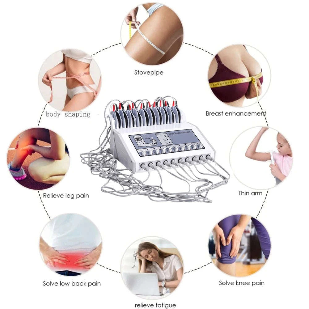 EMS Muscle Stimulator Machine with 10 Channels-Silver / United States