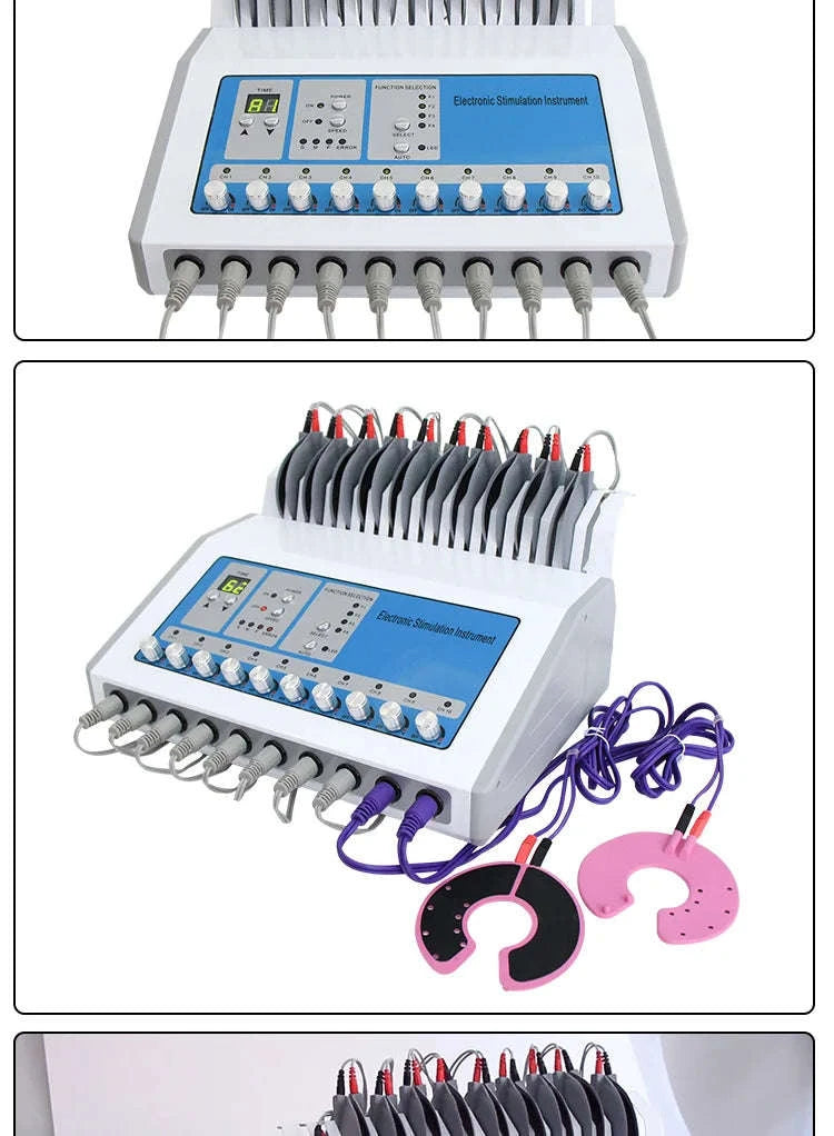 EMS Muscle Stimulator Machine with 10 Channels-Silver / United States