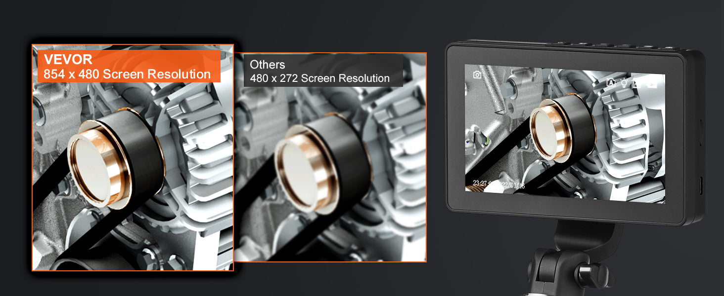 Articulating Borescope Camera with Light, 5" 1080P Screen, 6.4mm Lens