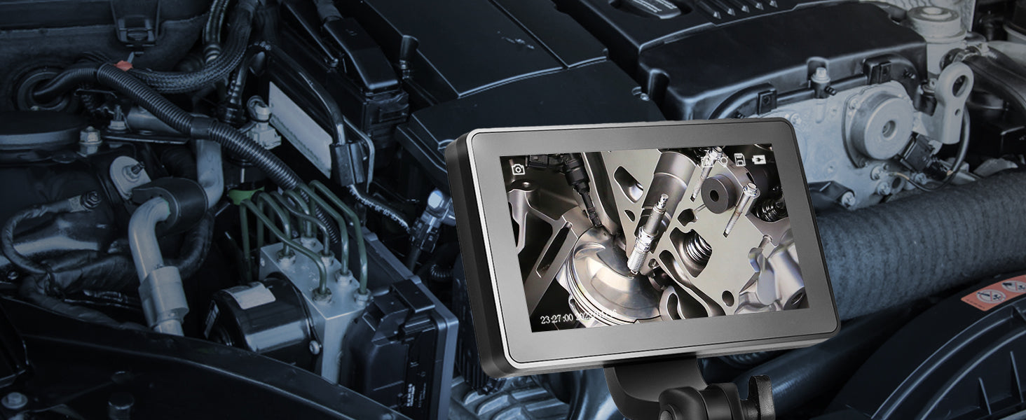 Articulating Borescope Camera with Light, 5" 1080P Screen, 6.4mm Lens
