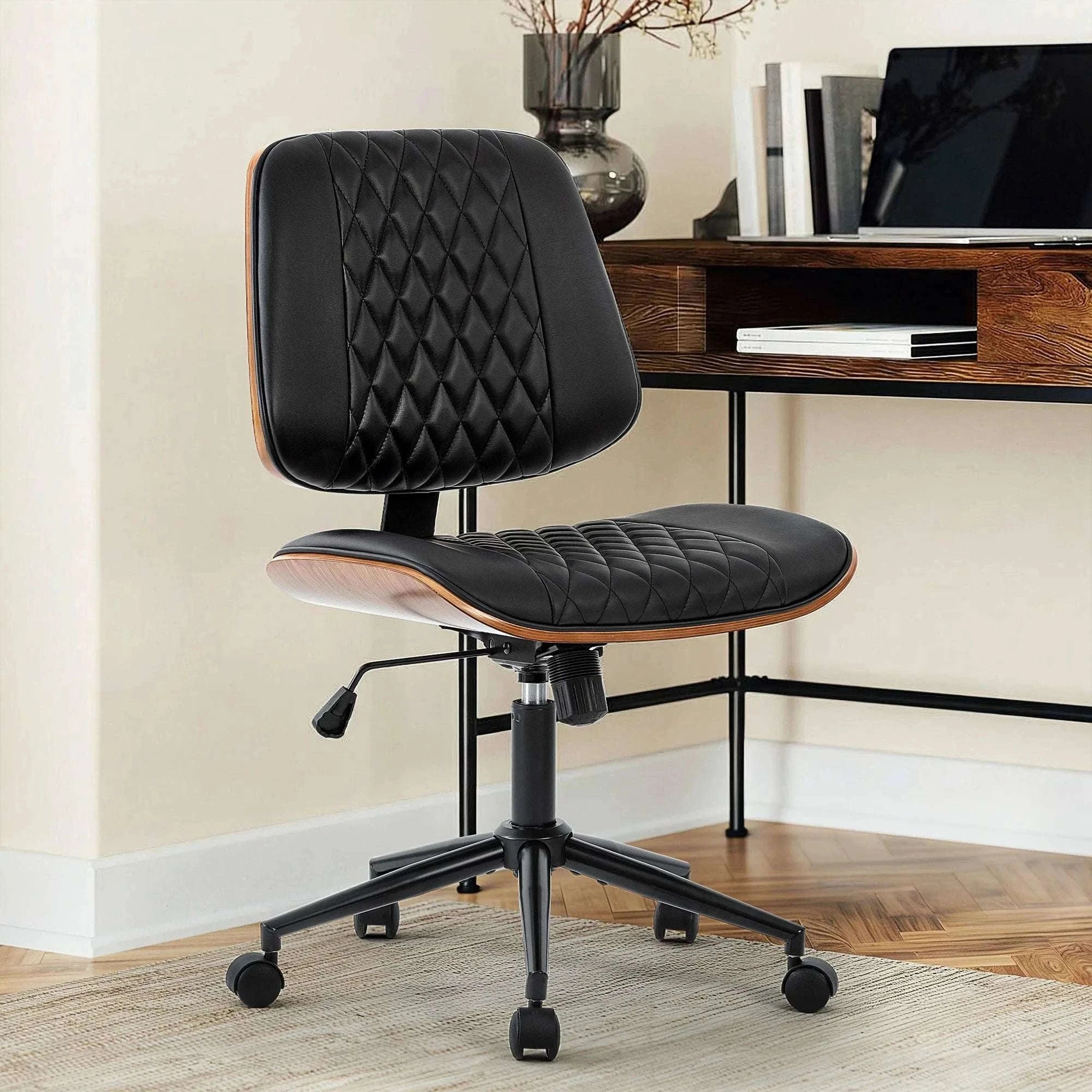 Ergonomic Armless Office Chair with Adjustable Height & Swivel-black / United States
