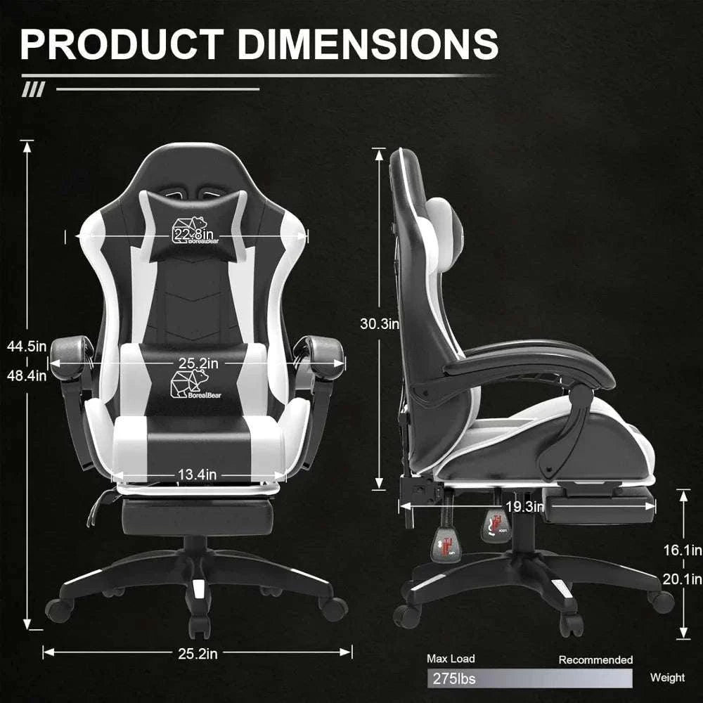 Ergonomic Gaming Chair with Footrest & Recliner, Adjustable Height-United States / Red black