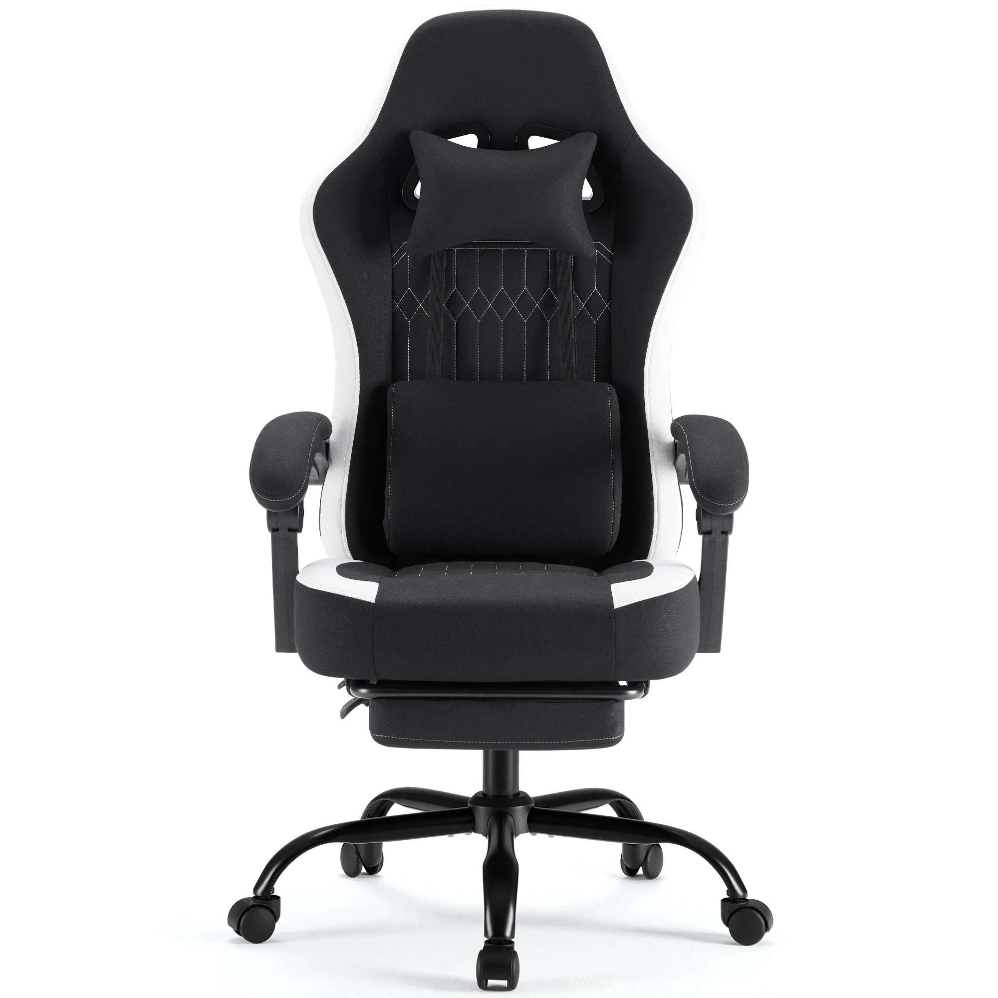 Ergonomic Gaming Chair with Lumbar Support, Recline & Footrest-Pink / United States