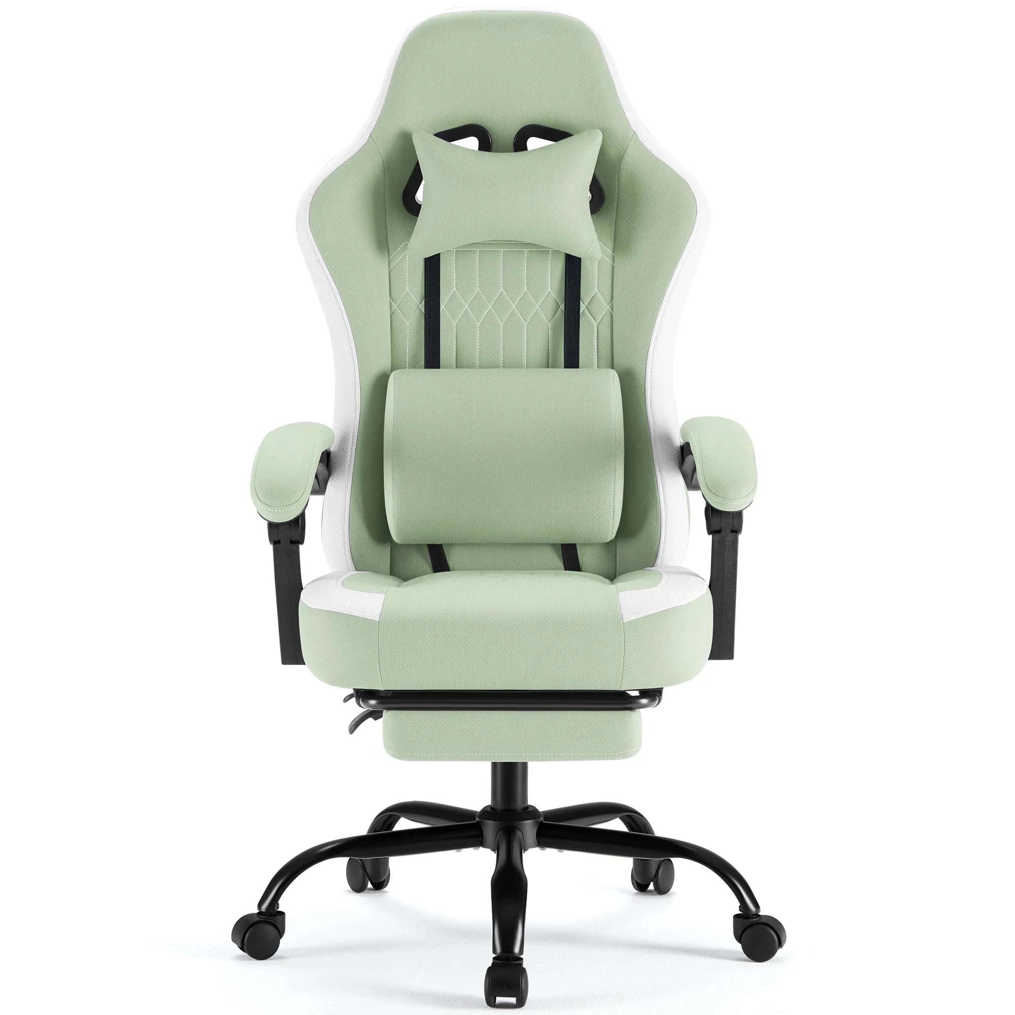 Ergonomic Gaming Chair with Lumbar Support, Recline & Footrest-Pink / United States