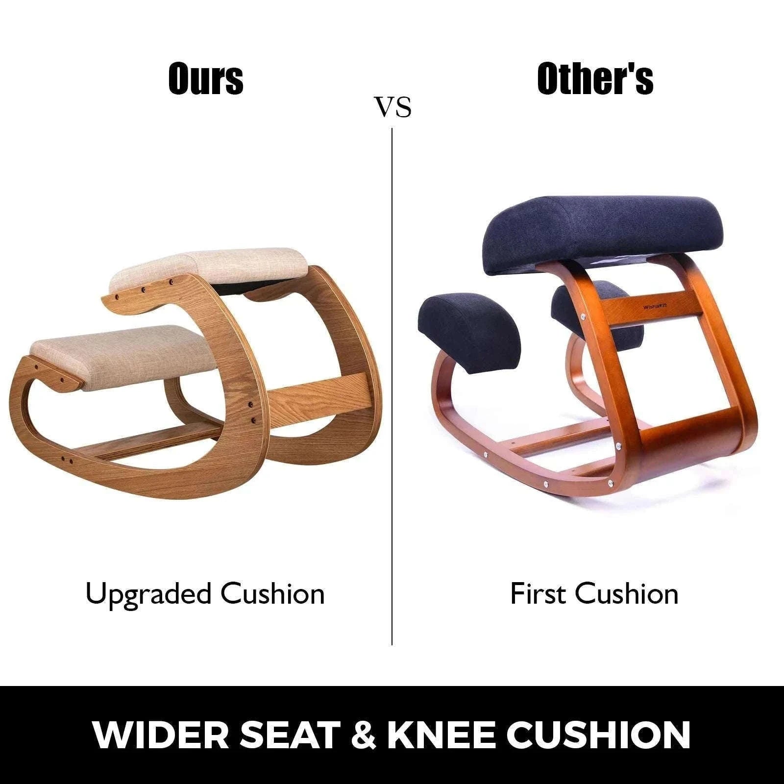 Ergonomic Kneeling Chair with Thick Cushion & Rocking Wood Frame-White Oak / CZECH REPUBLIC