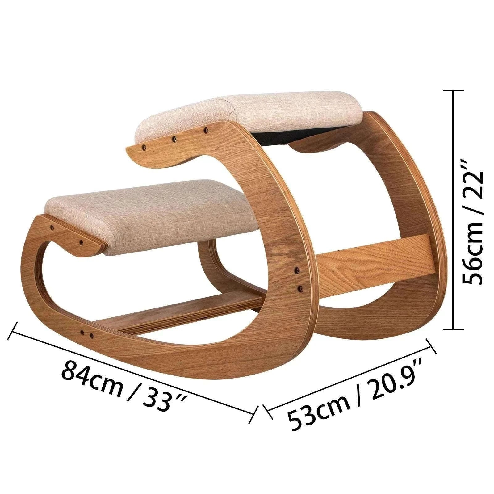 Ergonomic Kneeling Chair with Thick Cushion & Rocking Wood Frame-White Oak / CZECH REPUBLIC