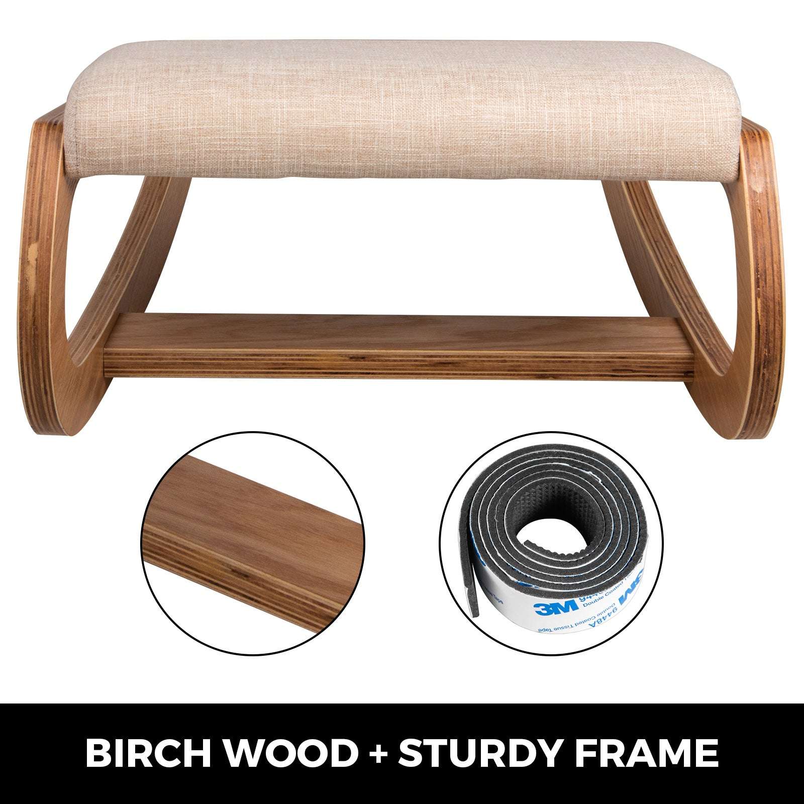 Ergonomic Kneeling Chair with Thick Cushion & Rocking Wood Frame-White Oak / CZECH REPUBLIC