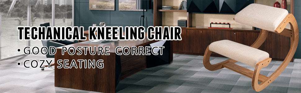 Ergonomic Kneeling Chair with Thick Cushion & Rocking Wood Frame-White Oak / CZECH REPUBLIC