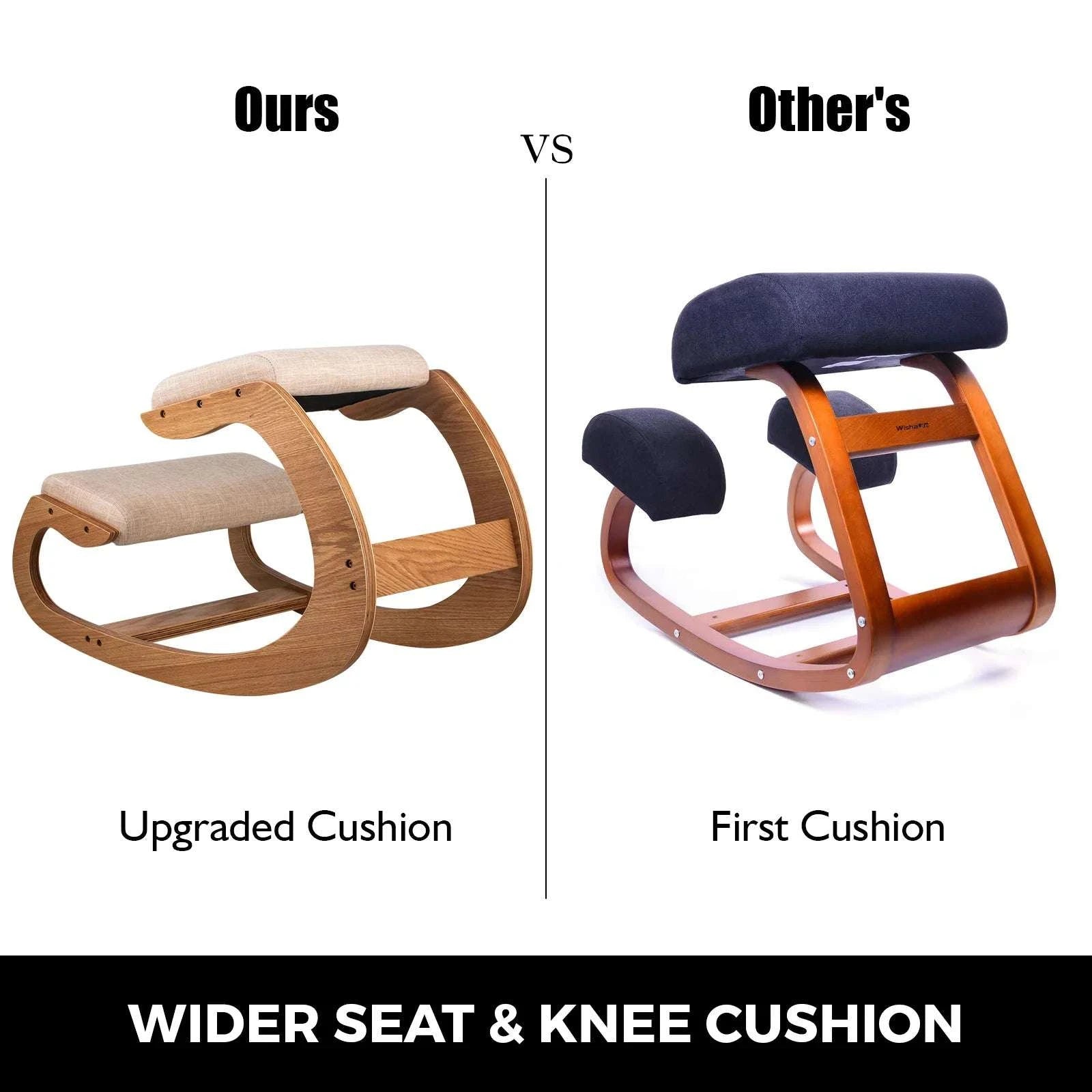 Ergonomic Kneeling Chair with Thick Cushion & Rocking Wood Frame-White Oak / United States