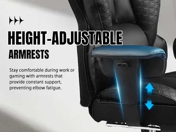 Ergonomic Leather Office Chair with Footrest & Reclining Back-black / United States