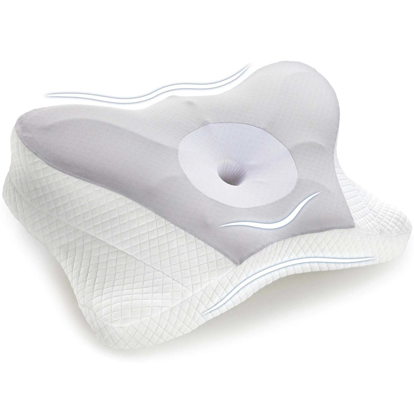 Ergonomic Memory Foam Cervical Pillow with Cooling Case-Dark Gray / United States